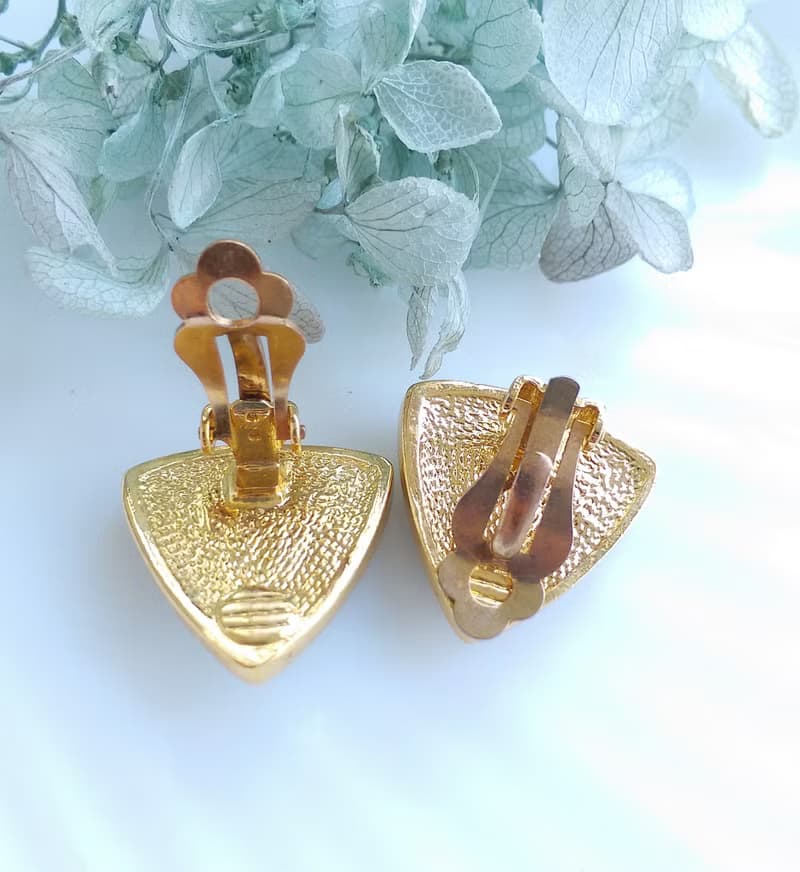 Vintage Jewelry 西洋古董飾品 三角迷宮 夾式耳環