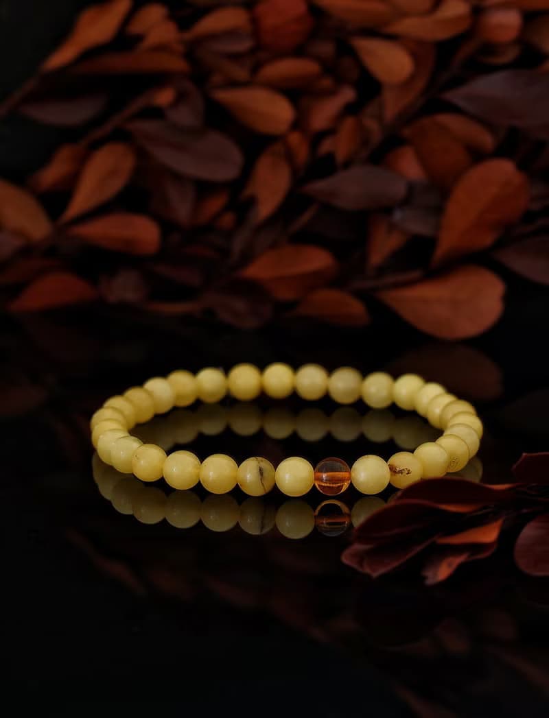 俄料白花蜜臘 6mm 手鍊 ( Natural Baitic Amber 6mm Bracelet )