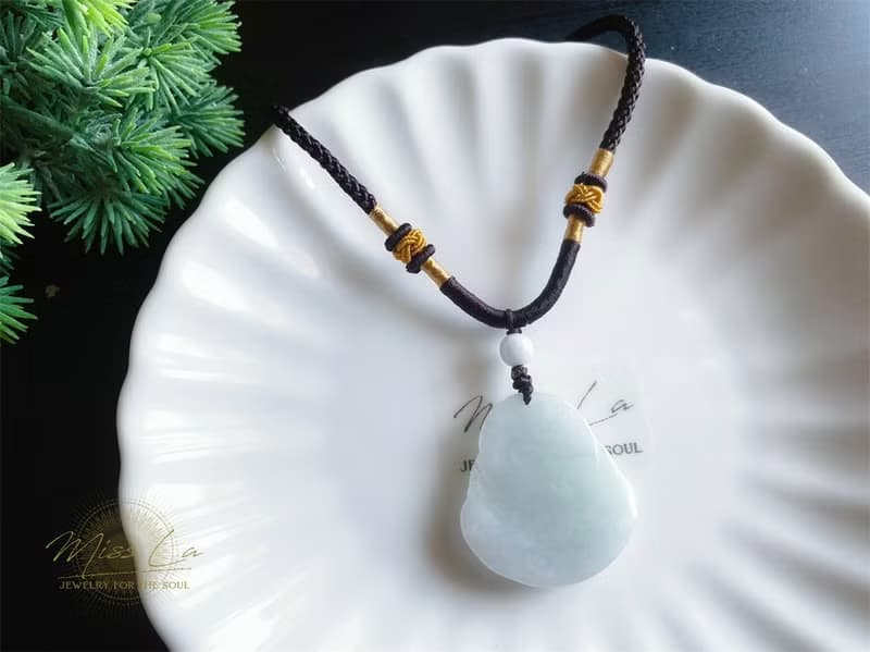 天然緬甸玉 翡翠 冰淺綠底翡翠佛公 彌勒佛 項鍊 禮物 長輩