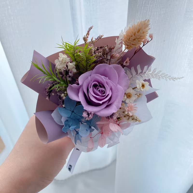 【永生花禮盒】限量  3色迷你永生花束+水晶手鏈