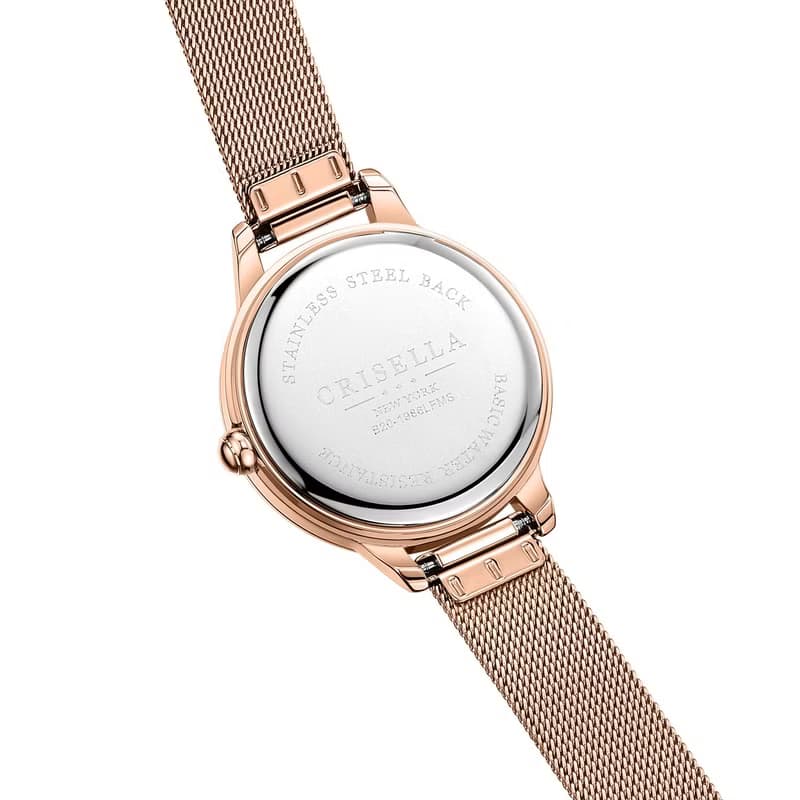 日月星辰多功能鋯石鋼織帶石英女士手錶