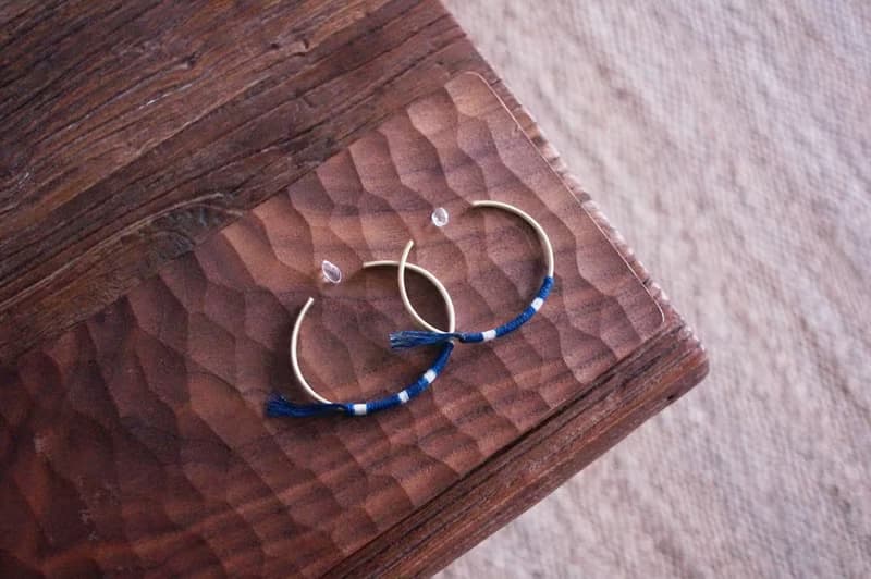 京都絕色【日光】─ 富士 留白藍染黃銅手鐲