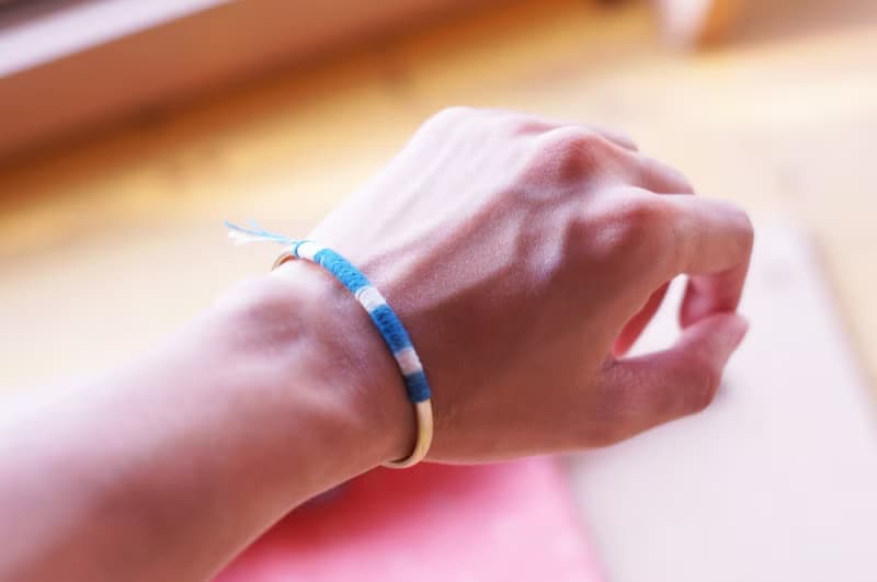 京都絕色【日光】─ 富士 留白藍染黃銅手鐲