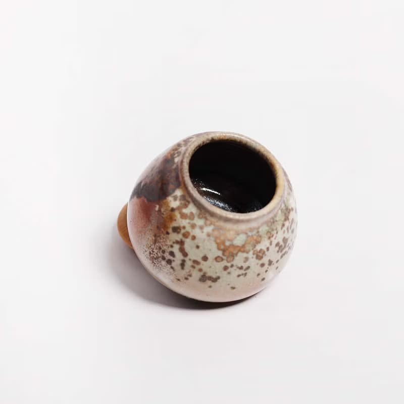 明芽窯 l 柴燒志野豹紋結晶 茶葉罐 咖啡罐 罐子 0816-03 H2