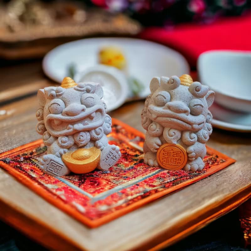招財獅兄弟 有水泥及手工皂不同材質