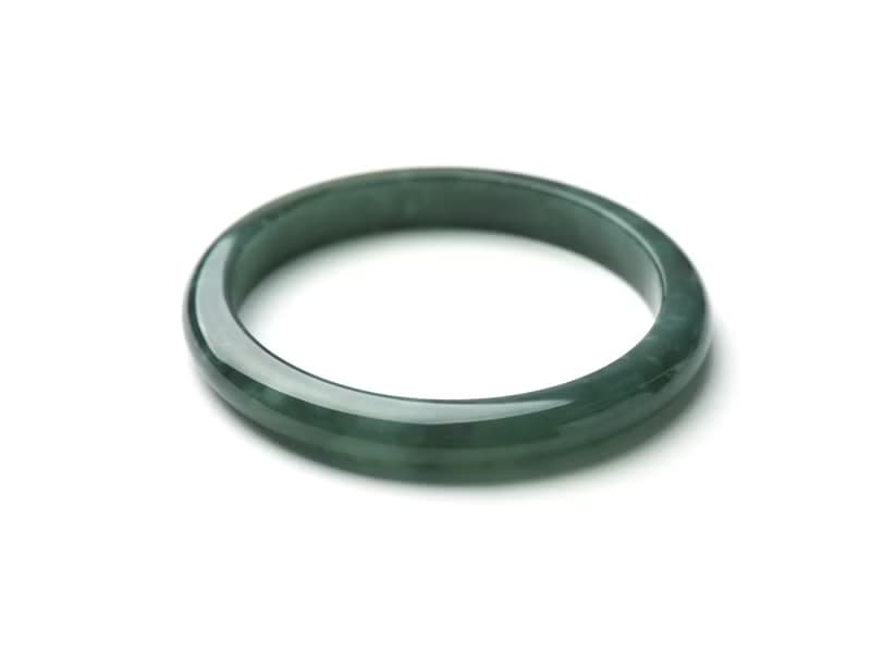 雪森 | 冰糯起膠深藍綠飄雪細平安鐲 / 手圍18.5 | 天然A貨翡翠鐲