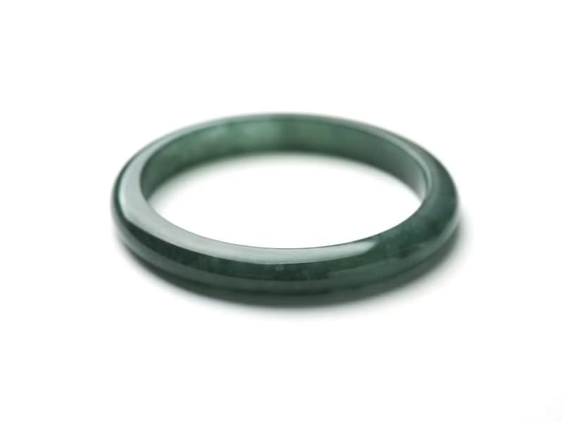 雪森 | 冰糯起膠深藍綠飄雪細平安鐲 / 手圍18.5 | 天然A貨翡翠鐲