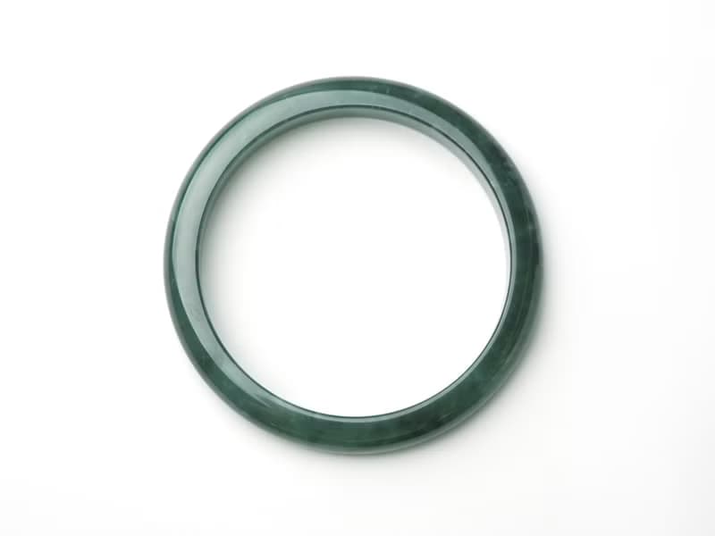 雪森 | 冰糯起膠深藍綠飄雪細平安鐲 / 手圍18.5 | 天然A貨翡翠鐲