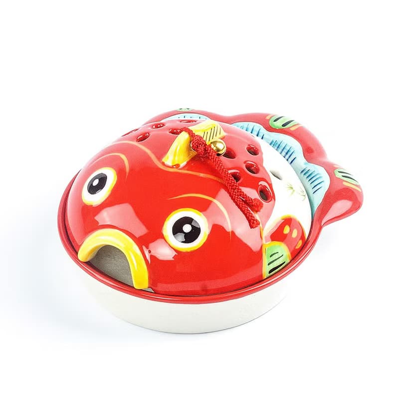 日本製藥師窯招財貓驅蚊器招福金魚陶瓷熏香爐擺件蚊香爐禮物現貨