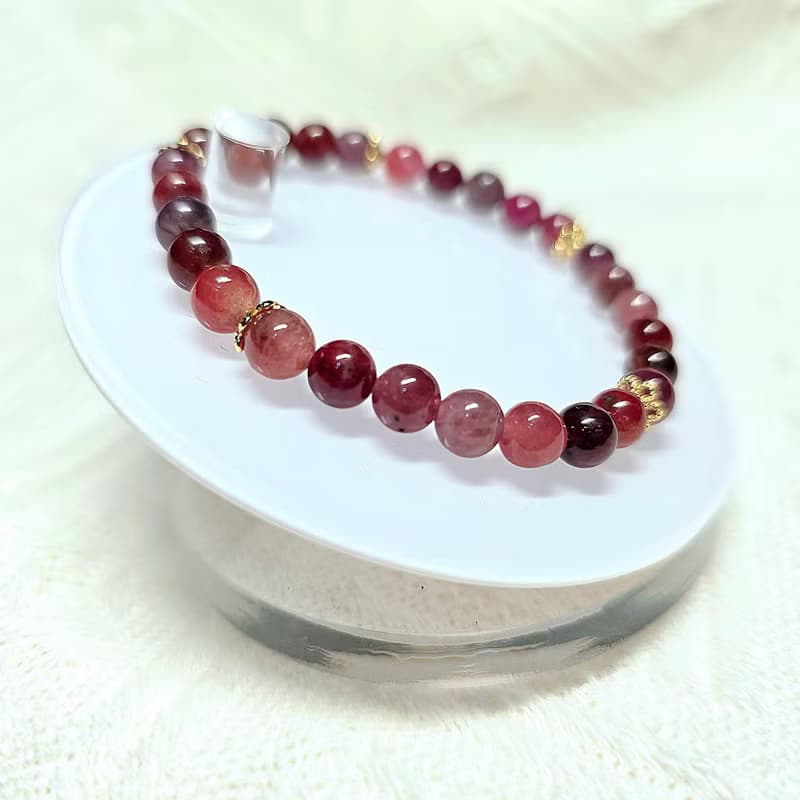 天然彩尖晶石簡約設計款手串