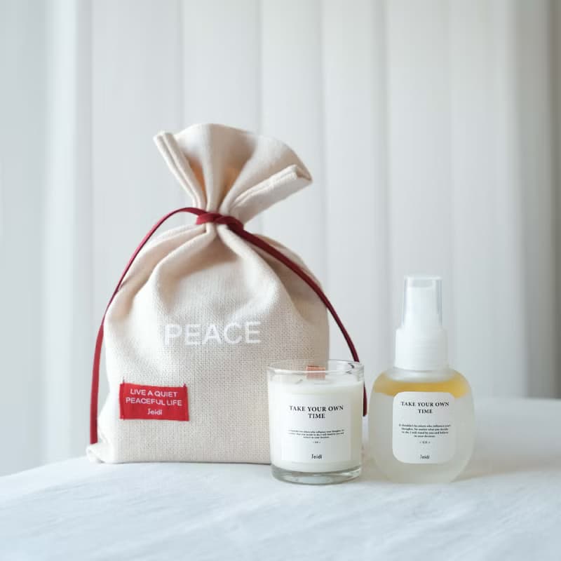PEACE禮物袋組合－G系列香氛大豆蠟燭55g&放鬆噴霧50ml