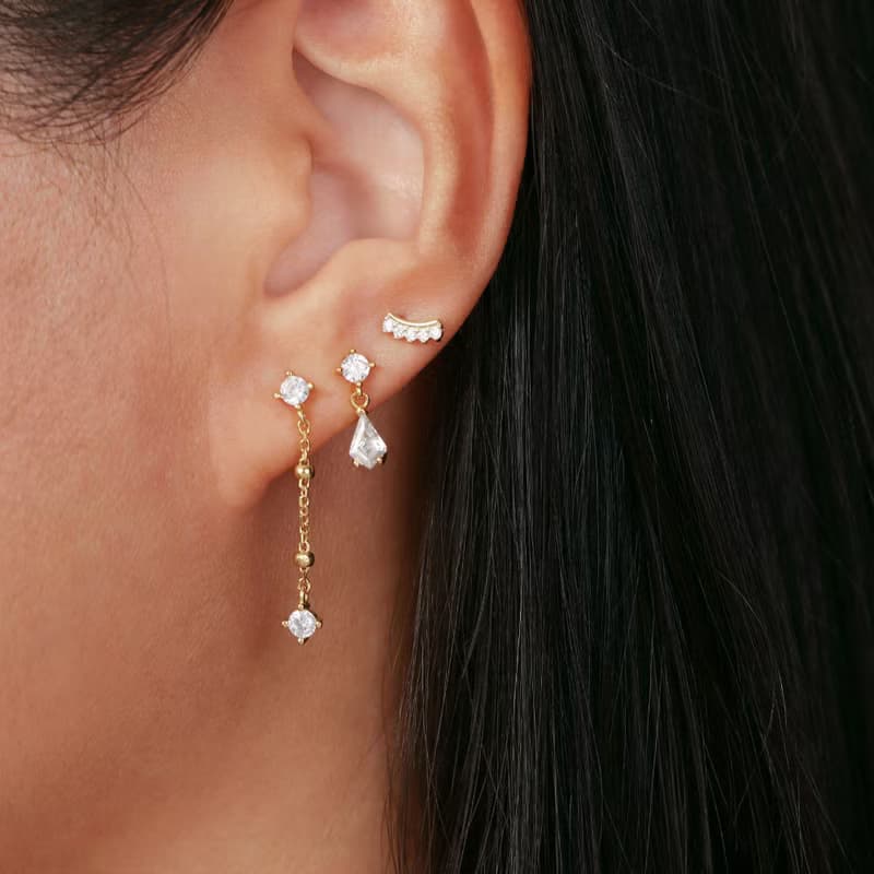 s925銀鋯石流蘇長款耳釘耳墜 經典優雅女生通勤耳飾 睡覺免摘