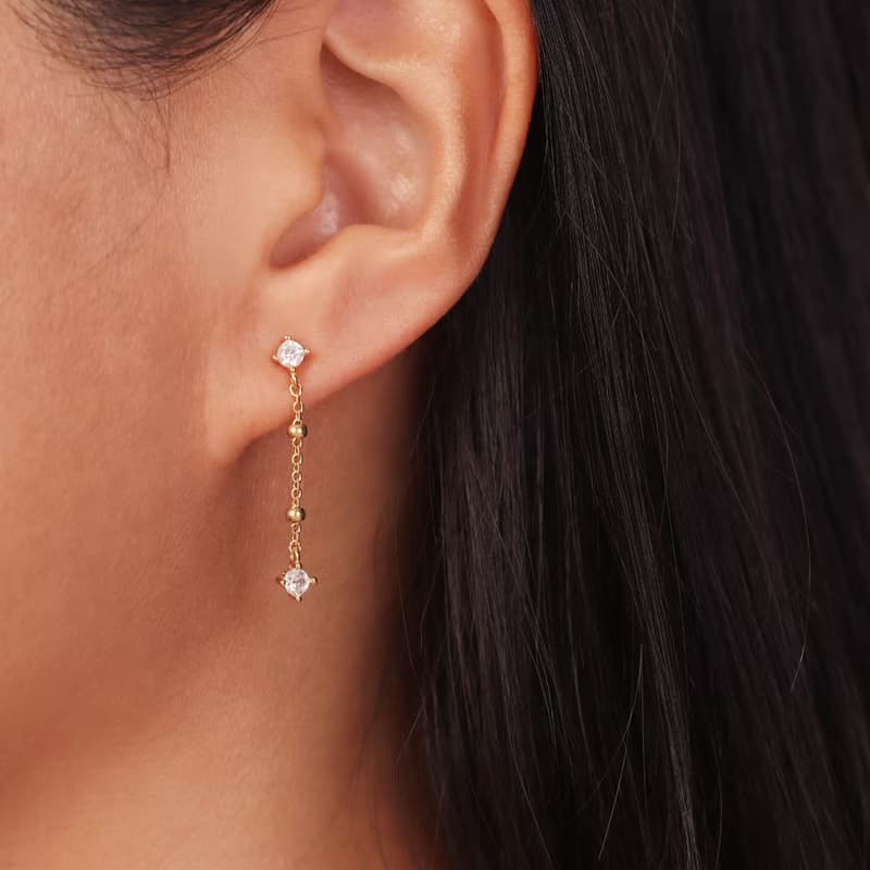 s925銀鋯石流蘇長款耳釘耳墜 經典優雅女生通勤耳飾 睡覺免摘