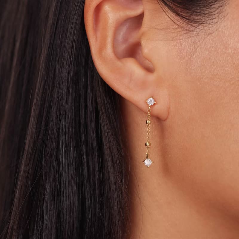 s925銀鋯石流蘇長款耳釘耳墜 經典優雅女生通勤耳飾 睡覺免摘