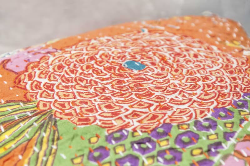 花朵刺繡抱枕套 純棉抱枕套 民族風抱枕套-法式風 橘子色花朵森林
