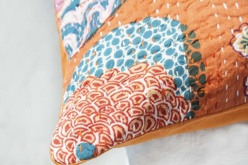 花朵刺繡抱枕套 純棉抱枕套 民族風抱枕套-法式風 橘子色花朵森林