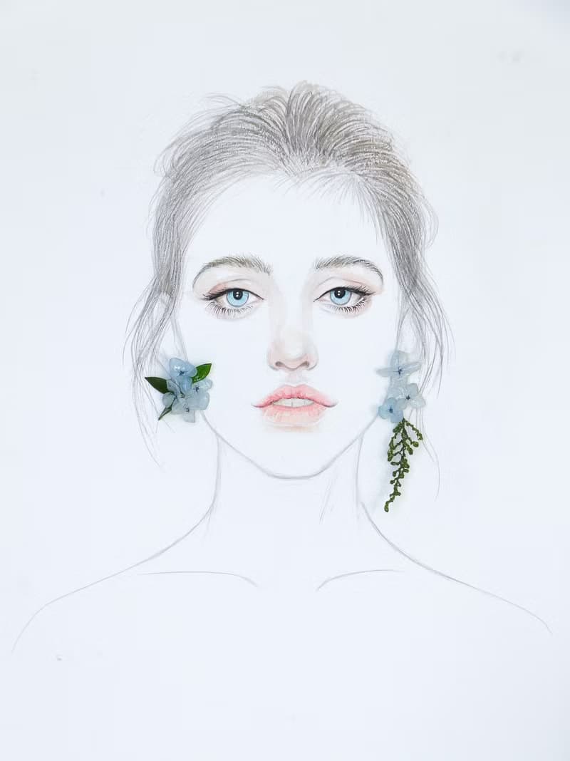日本進口永生花/繡球花雪枝草耳環/925銀/無痛耳夾