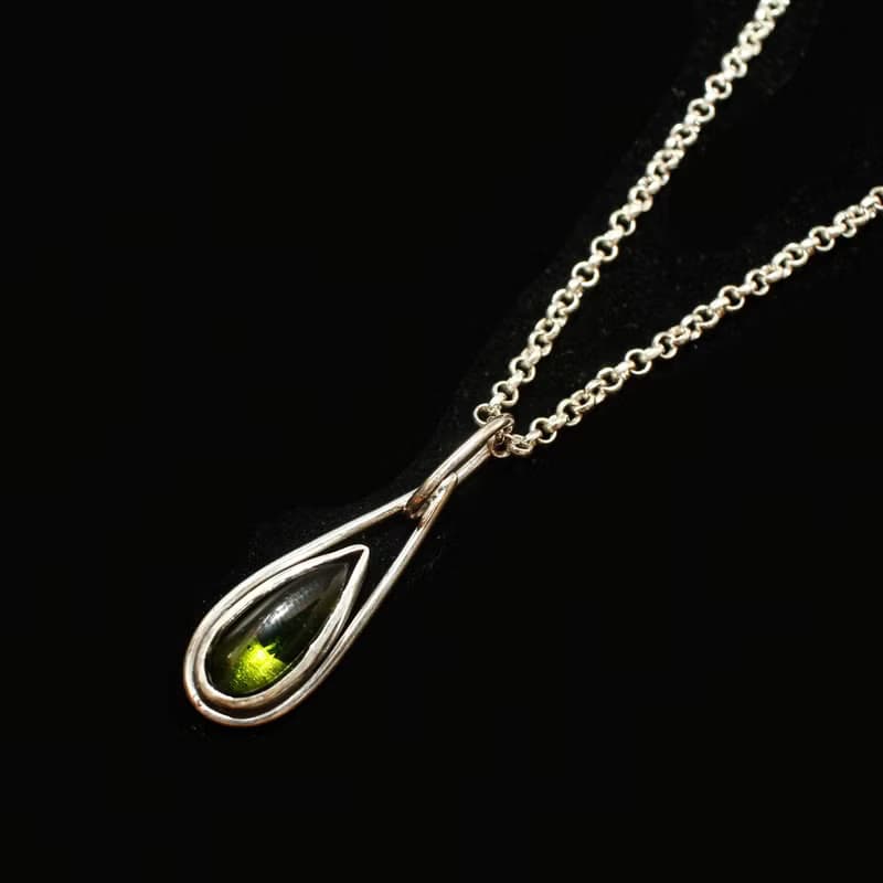 【水晶系列】高品質綠碧璽 925簡約純銀吊墜