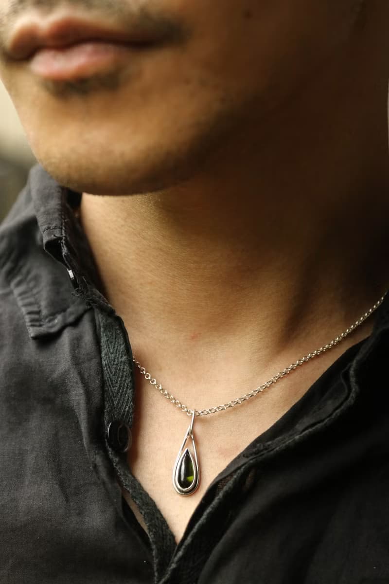 【水晶系列】高品質綠碧璽 925簡約純銀吊墜