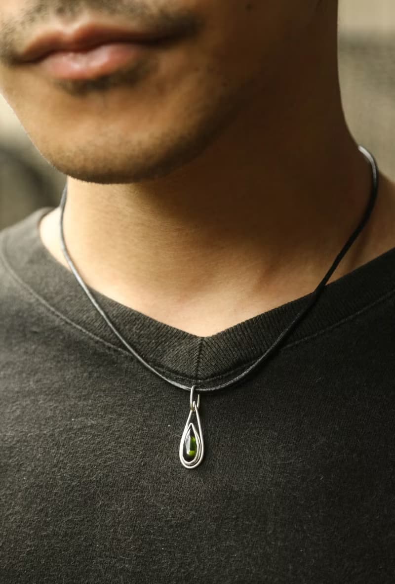 【水晶系列】高品質綠碧璽 925簡約純銀吊墜