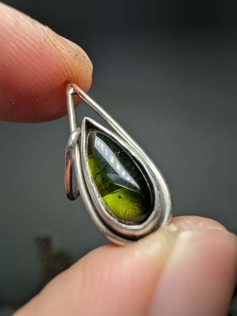 【水晶系列】高品質綠碧璽 925簡約純銀吊墜