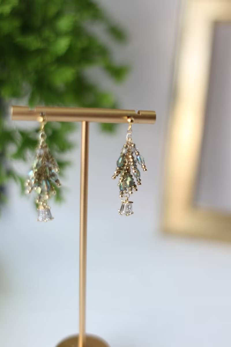 火樹銀花 - 手工串珠水晶耳環 送禮 結婚