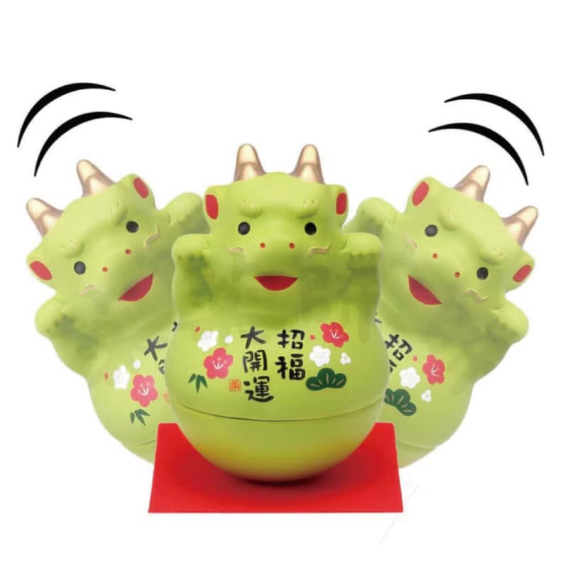 瀨戶燒藥師窯-招福大開運 搖搖青龍 福不倒翁
