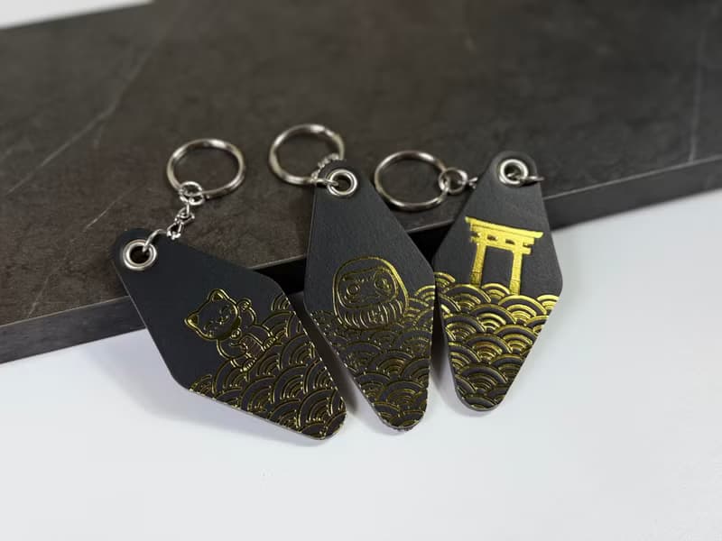 TaiYang 皮革鑰匙圈 達摩 招財貓 鳥居 日式 菱形鑰匙圈