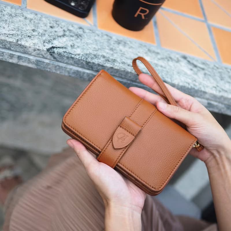 Iris (Tan) : Medium wallet, Leather wallet, Brown-orange , folded wallet