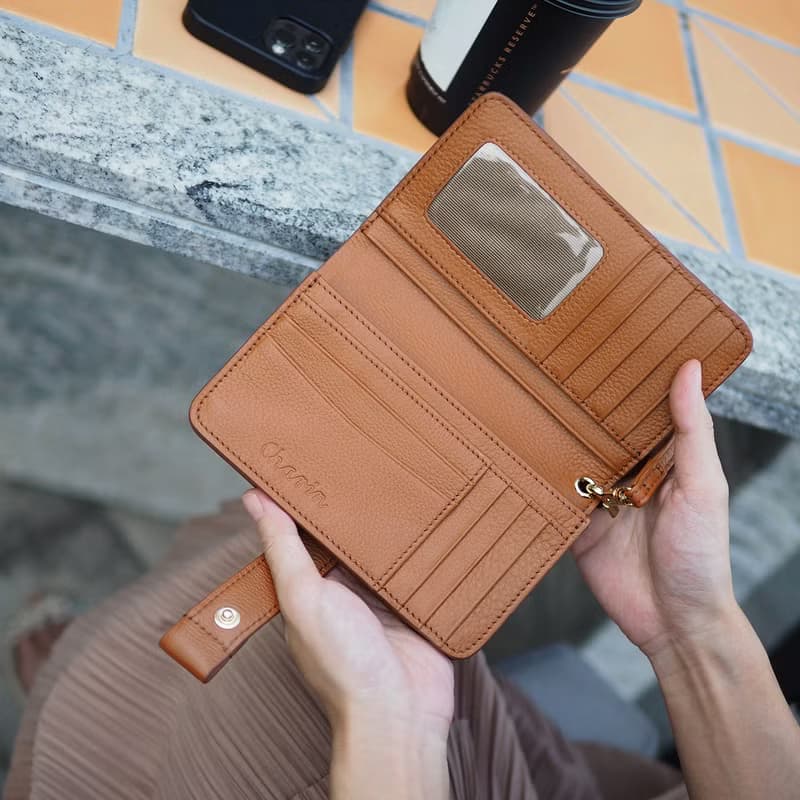 Iris (Tan) : Medium wallet, Leather wallet, Brown-orange , folded wallet