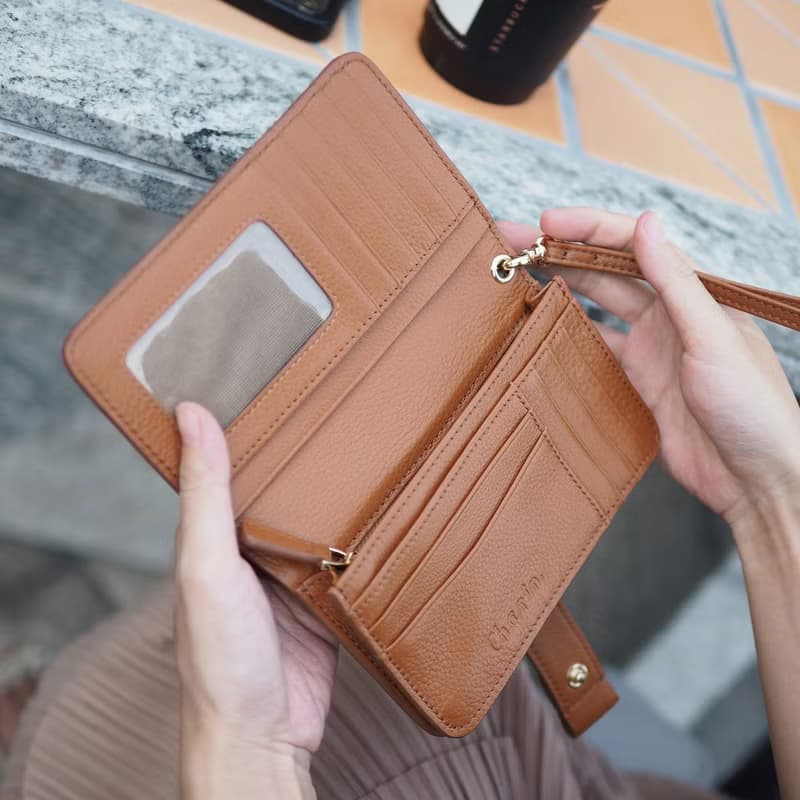 Iris (Tan) : Medium wallet, Leather wallet, Brown-orange , folded wallet