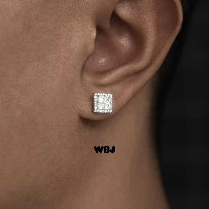 Wbj方形群鑲耳釘耳環
