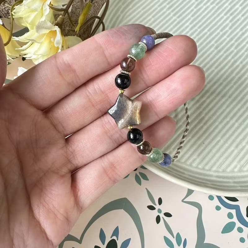 低調骨幹石星星編織手鍊