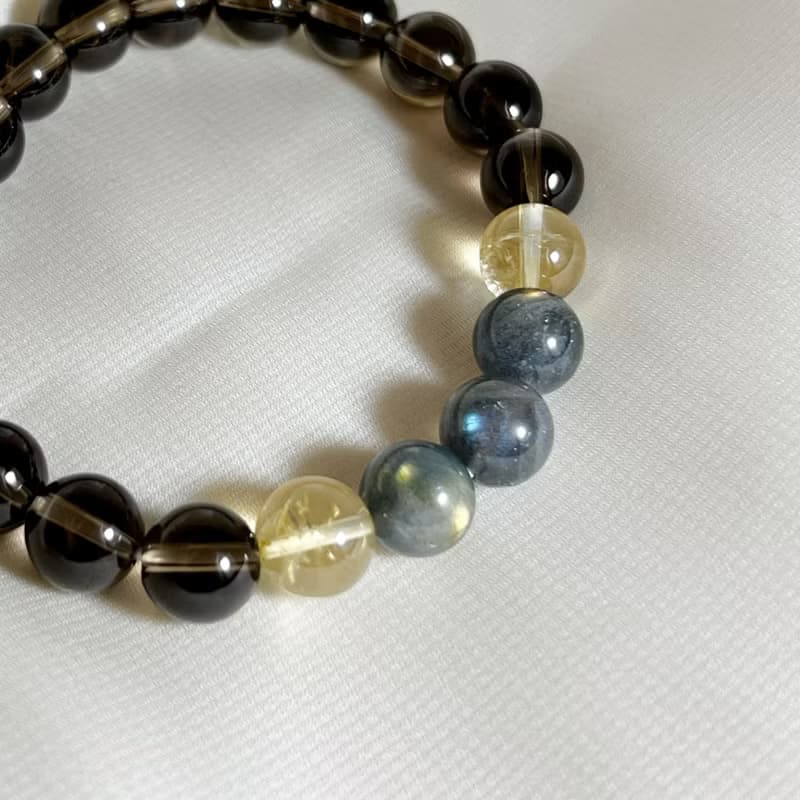 三色拉長石、煙水晶、黃水晶手鍊丨沉穩系 ‧ 一物一圖 ‧