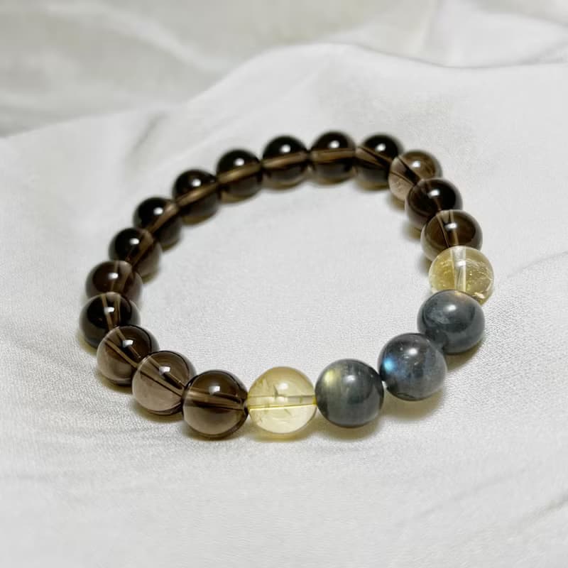 三色拉長石、煙水晶、黃水晶手鍊丨沉穩系 ‧ 一物一圖 ‧