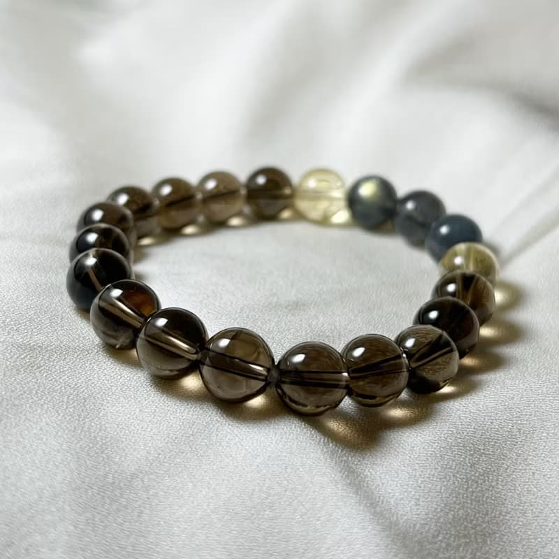 三色拉長石、煙水晶、黃水晶手鍊丨沉穩系 ‧ 一物一圖 ‧