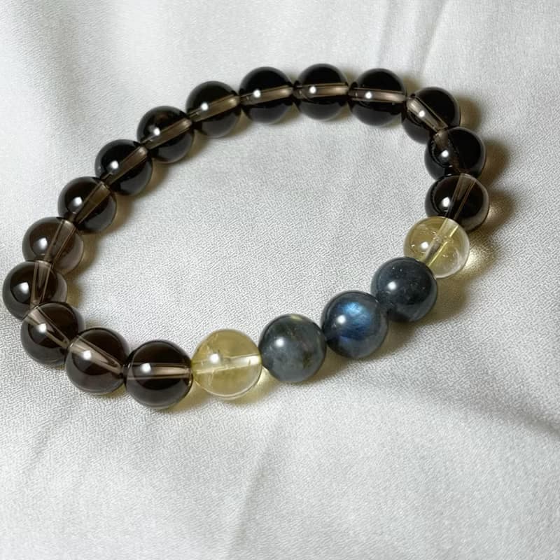 三色拉長石、煙水晶、黃水晶手鍊丨沉穩系 ‧ 一物一圖 ‧