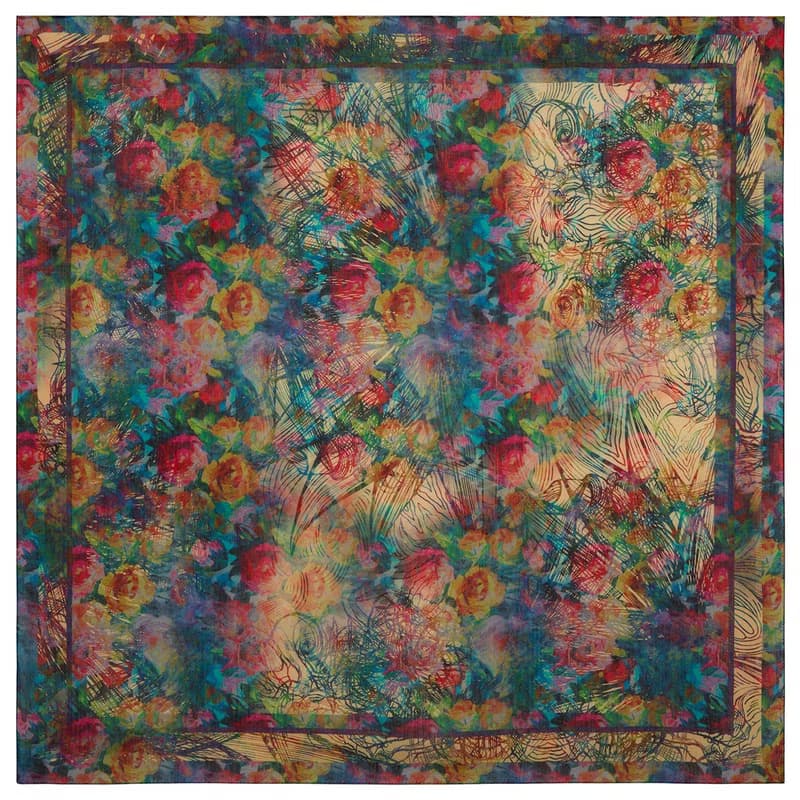 Original Pavlovo Posad Russian Shawl 100% Wool Woolen Scarf 115x115 cm 10228-2