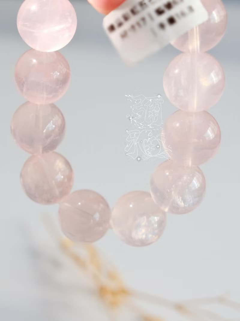 彌雅手作丨莫桑比克六芒星光粉水晶手串原創設計丨17mm