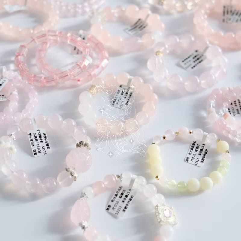 彌雅手作丨莫桑比克六芒星光粉水晶手串原創設計丨17mm