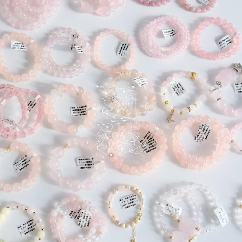 彌雅手作丨莫桑比克六芒星光粉水晶手串原創設計丨17mm