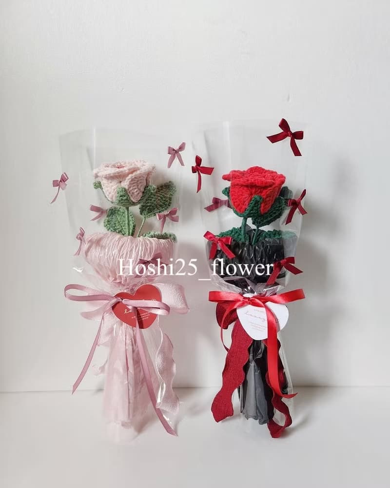 【節日花束】針織薔薇花束 Y2K蝴蝶結 情人節 七夕花束