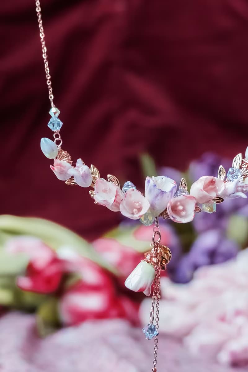 ZODIAC: 雙魚 X 鬱金香 / 閃躍鬱金香花束925銀鍍玫瑰金項鍊