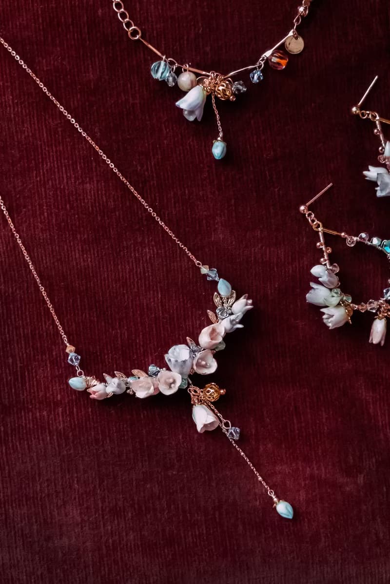 ZODIAC: 雙魚 X 鬱金香 / 閃躍鬱金香花束925銀鍍玫瑰金項鍊