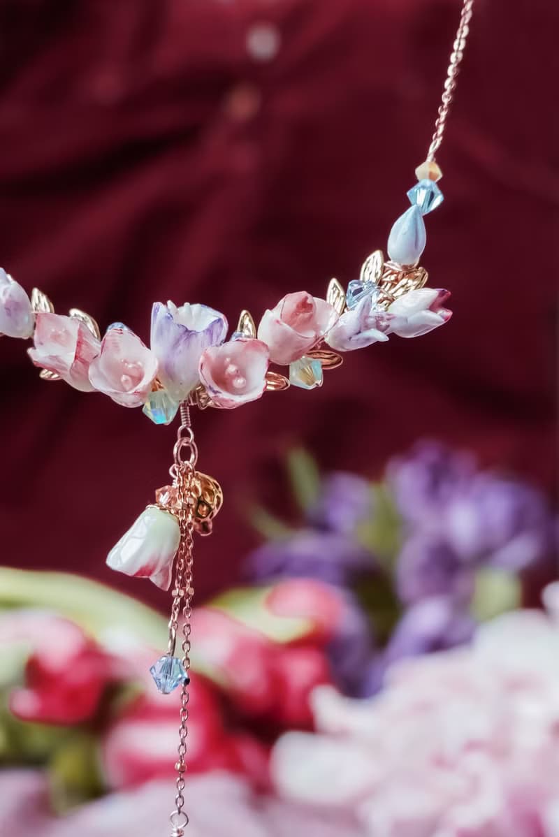 ZODIAC: 雙魚 X 鬱金香 / 閃躍鬱金香花束925銀鍍玫瑰金項鍊