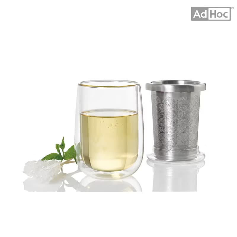 德國AdHoc | 雙層玻璃茶杯(附不鏽鋼濾茶器)