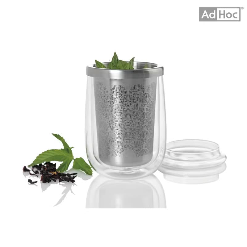 德國AdHoc | 雙層玻璃茶杯(附不鏽鋼濾茶器)