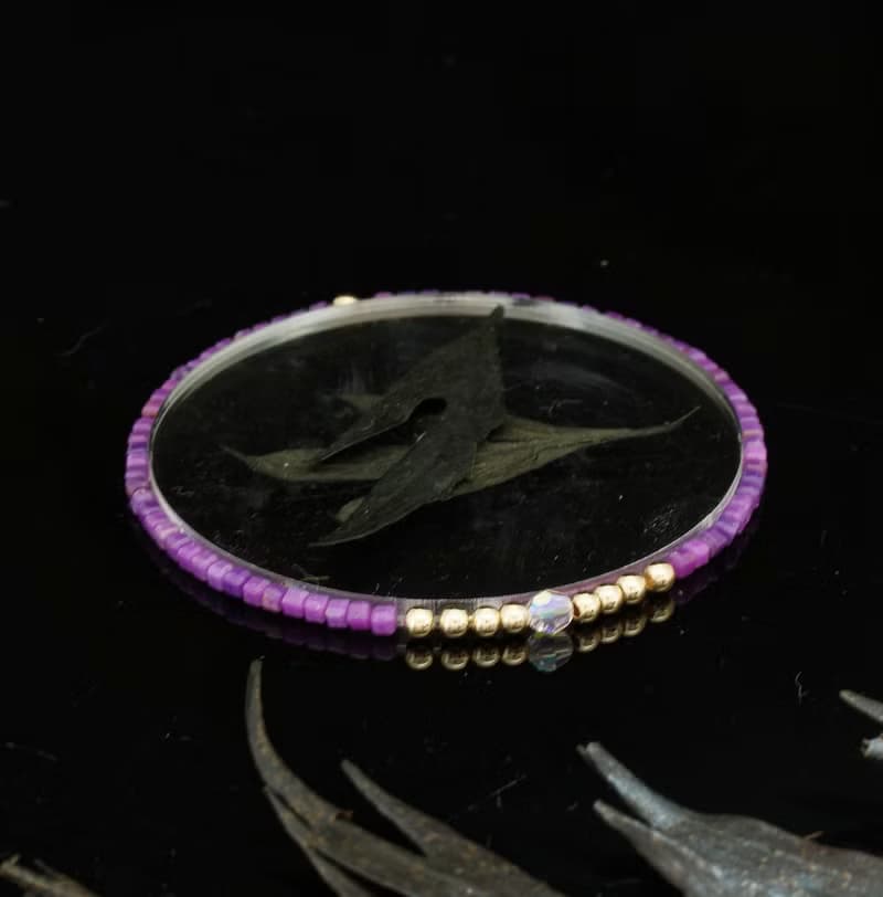 輕奢風 2.5mm 小魔方水晶 紫雲母 14KGF Swarovski 配珠手鍊