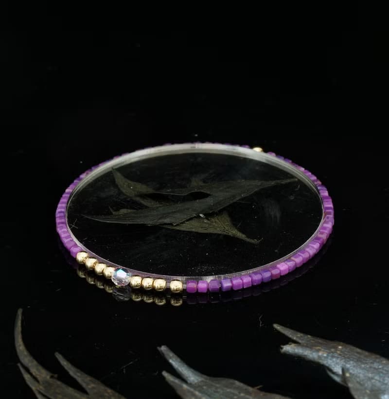 輕奢風 2.5mm 小魔方水晶 紫雲母 14KGF Swarovski 配珠手鍊