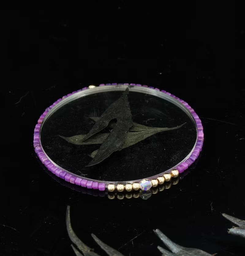 輕奢風 2.5mm 小魔方水晶 紫雲母 14KGF Swarovski 配珠手鍊